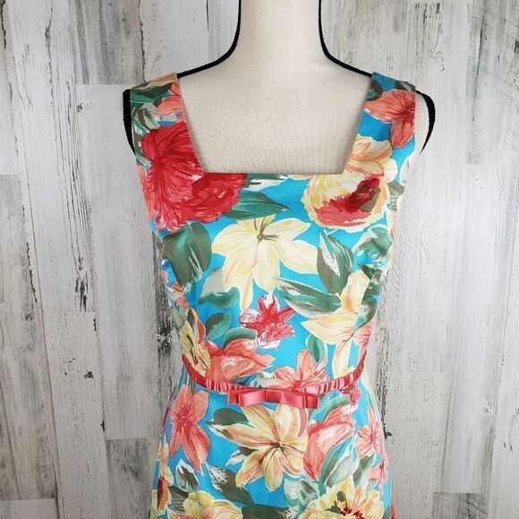 Sangria Tropical Floral Vacation Dress Sz 12 - Picture 2 of 8